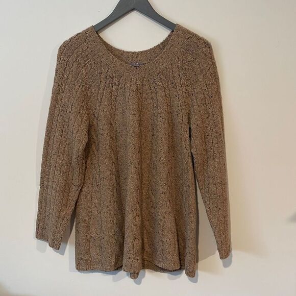 J.Jill Women's Knit Sweater Long Pullover Wool‎ Blend Camel Brown Size Medium - Picture 1 of 8